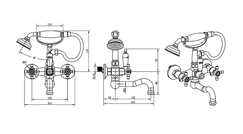 Купить купить смеситель для ванны, boheme tradizionale chromo, хром арт. 273-ceramic