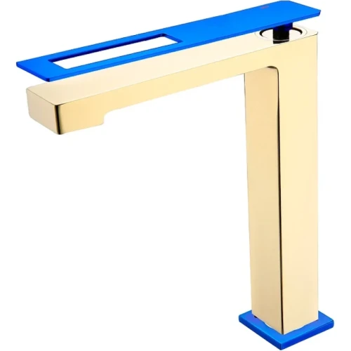 Купить купить смеситель для раковины, boheme q, золото, синий арт. 142-guw