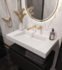 Раковина-столешница, Armadi Art Flat, белый мрамор арт. 859-080-CLCT