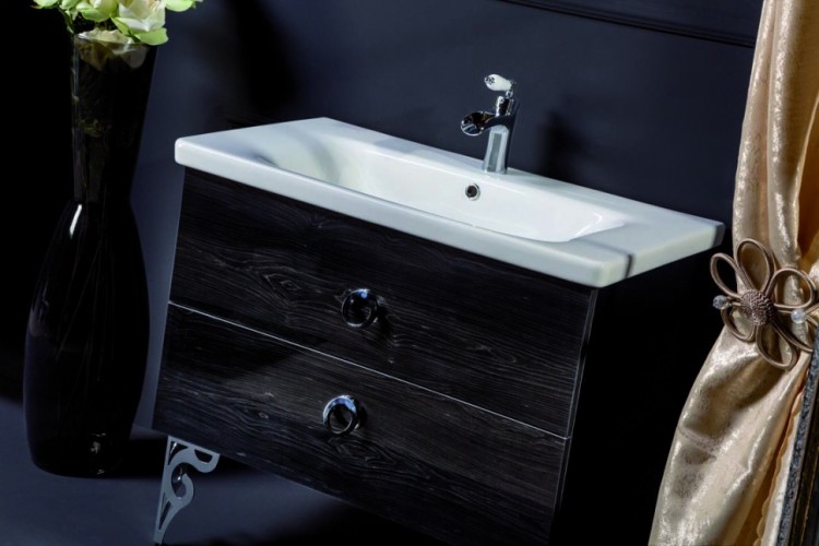 Купить купить тумба под раковину, подвесная wood, armadi art neoart, black wood арт. 831-080-bw