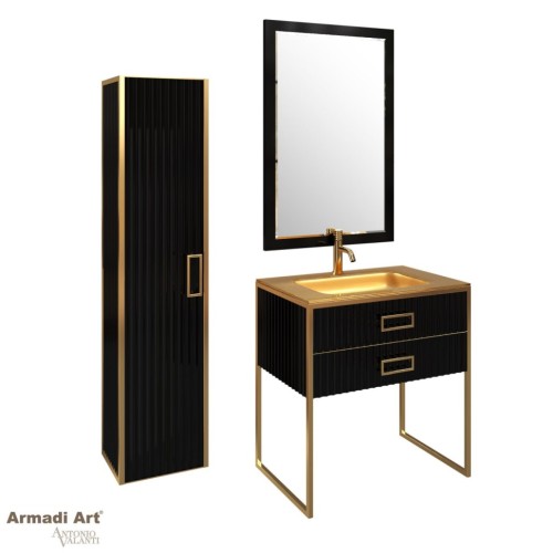 Купить купить шкаф пенал, подвесной, armadi art monaco, черный, золото арт. 868-bg