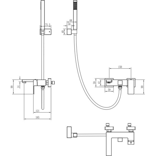 Купить купить смеситель для ванны, boheme qubic, белый арт. 473-mw
