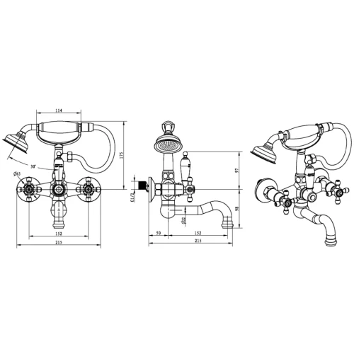 Купить купить смеситель для ванны, boheme flora, бронза арт. 313-fl