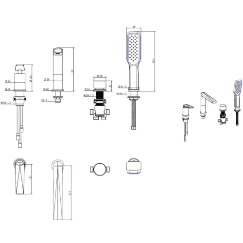 Купить купить смеситель на борт ванны, boheme venturo, белый, хром арт. 370-w