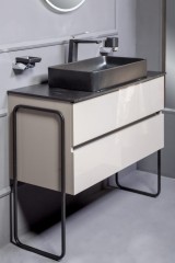 Тумба под раковину, подвесная, Armadi Art Vallessi, антрацит арт. 837-080-A glossy