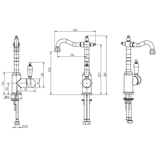 Купить купить смеситель для раковины, boheme crystal, бронза арт. 302-crst