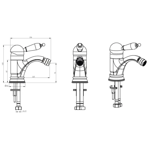 Купить купить смеситель для биде, boheme tradizionale nero, хром арт. 246