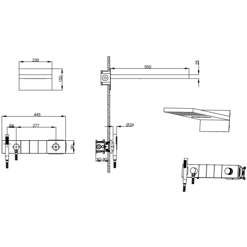Купить купить встроенная душевая система с изливом, трехпозиционная matt gold, boheme zodiac арт. 132-2-mg