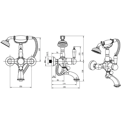 Купить купить смеситель для ванны, boheme provanse ripresa, бронза арт. 363