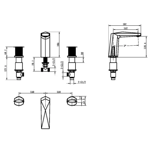 Купить купить смеситель для раковины, boheme venturo, черный арт. 150-bg-touch
