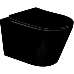 Унитаз подвесной, черный матовый c крышкой с функцией торнадо, Boheme AVVA арт. 973-SET-B