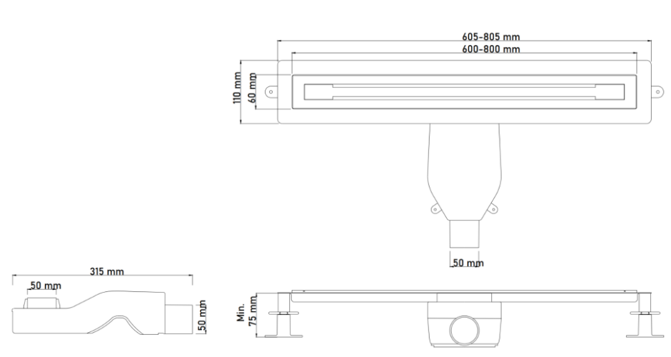 Купить купить душевой лоток с решеткой, armadi art premium trendy, черный арт. 983-80-b