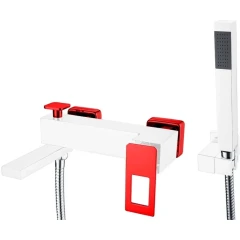 Смеситель для ванны, Boheme Q, белый, красный арт. 143-WR