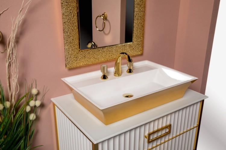 Купить купить тумба под раковину, armadi art monaco, белая, золото арт. 867-080-wg