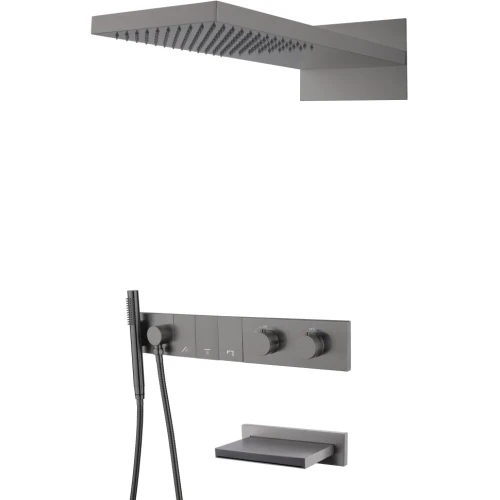 Купить купить встроенная душевая система с изливом с термостатом, трехпозиционная gun metal, boheme zodiac арт. 133-2-gm