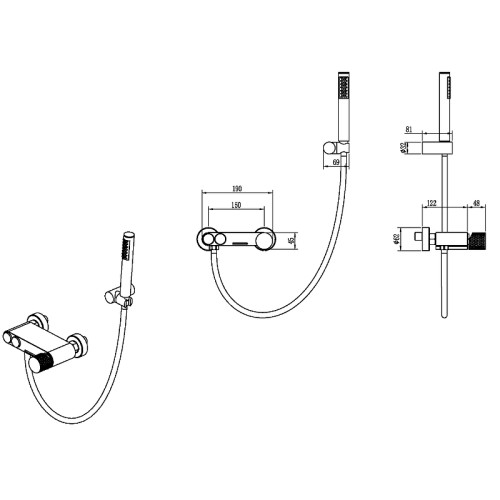 Купить купить смеситель для ванны shine gun metall c ручкой diamond, boheme stick, арт. 123-sgm