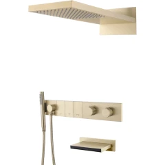 Встроенная душевая система с изливом с термостатом, трехпозиционная matt gold, Boheme ZODIAC арт. 133-2-MG