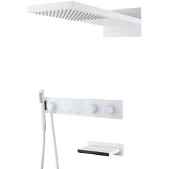 Встроенная душевая система с изливом с термостатом, трехпозиционная matt white, Boheme ZODIAC арт. 133-2-MW