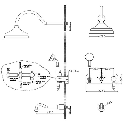 Купить купить душевая система, boheme tradizionale chromo, хром арт. 268-bsw