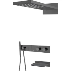 Встроенная душевая система с изливом с термостатом, трехпозиционная shine gun metal, Boheme ZODIAC арт. 133-2-SGM