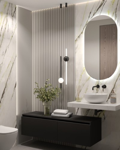 Купить купить столешница под раковину, armadi art flat, белый мрамор арт. 869-080-clct