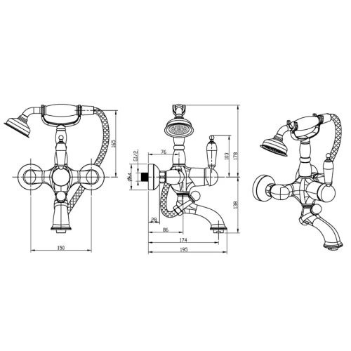 Купить купить смеситель для ванны, boheme crystal, бронза арт. 303-crst