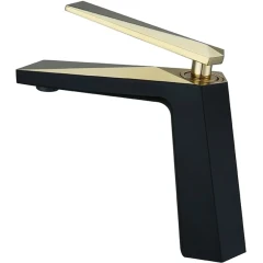 Смеситель для раковины, Boheme Venturo, черный, золото арт. 381-b