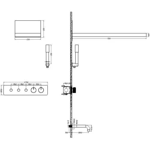 Купить купить встроенная душевая система с термостатом, matt gold с изливом, boheme fusion арт. 131-2-mg