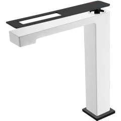 Смеситель для раковины, Boheme Q, белый, черный арт. 142-WB