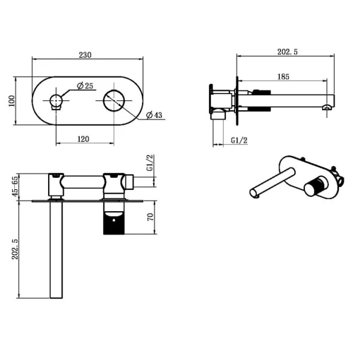 Купить купить смеситель для раковины, boheme stick, черный арт. 125-bb.2