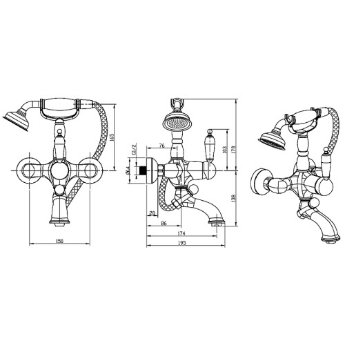 Купить купить смеситель для ванны, boheme medici, бронза арт. 303
