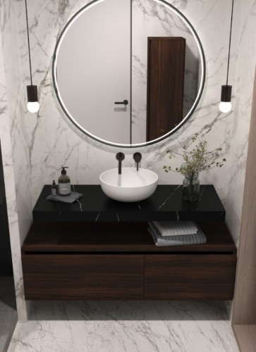 Купить купить столешница под раковину, armadi art flat, черный мрамор арт. 869-100-nm