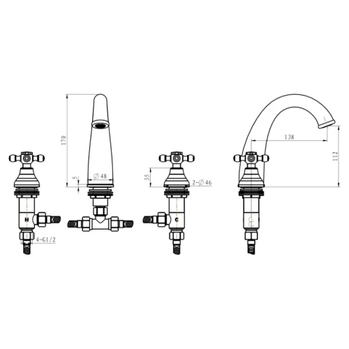 Купить купить смеситель для раковины, boheme crystal, золото арт. 297-crst
