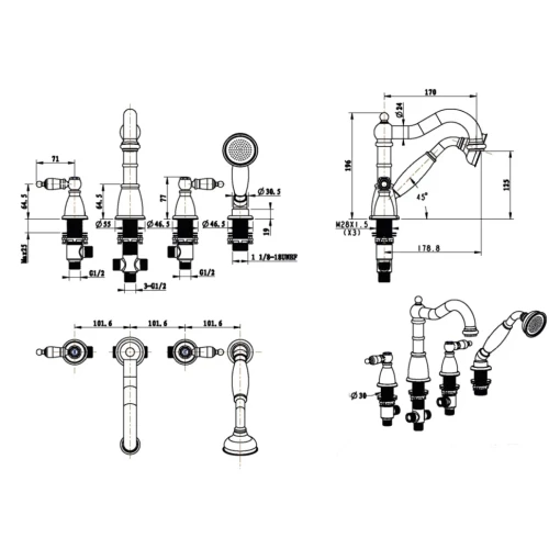 Купить купить смеситель на борт ванны, boheme tradizionale chromo, хром арт. 396