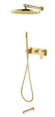 Смеситель встроенный для душа с верхней лейкой и изливом matt gold, Boheme Spectre арт. 454-2-MG