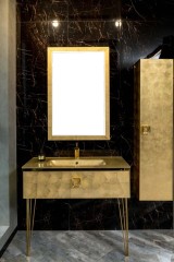 Тумба под раковину, подвесная, Armadi Art Lucido, поталь арт. 770-100-Foil