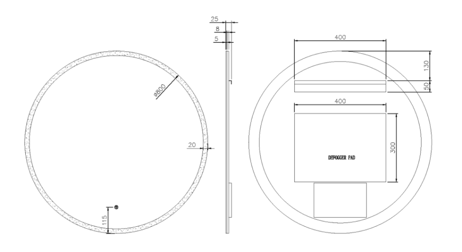 Купить купить зеркало с подсветкой с сенсорным выключателем и подогревом, armadi art modern, черный арт. 545-80-b