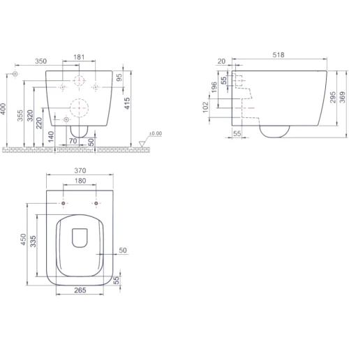 Купить купить унитаз подвесной без сиденья, boheme zen, белый арт. 967-wm