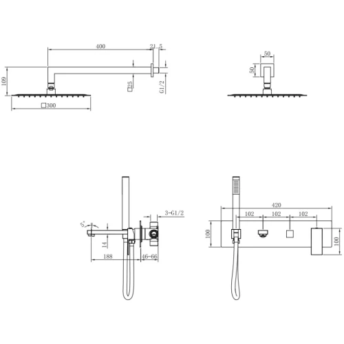 Купить купить душевая система, boheme qubic, белый арт. 474-mw