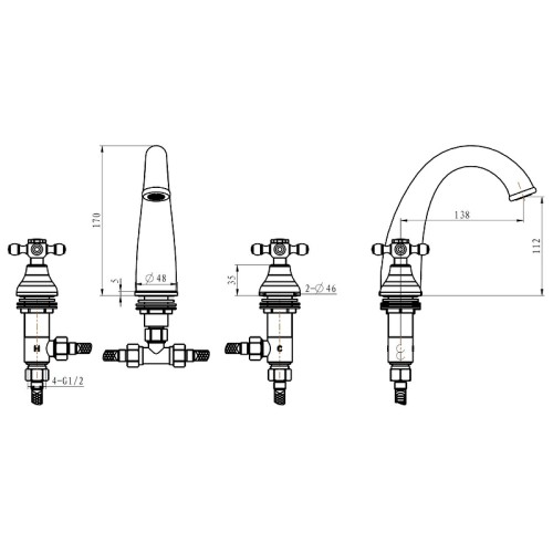 Купить купить смеситель для раковины, boheme medici, бронза арт. 317