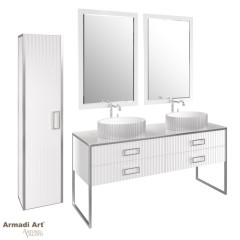 Шкаф пенал, подвесной, Armadi Art Monaco, белый, хром арт. 868-WCR