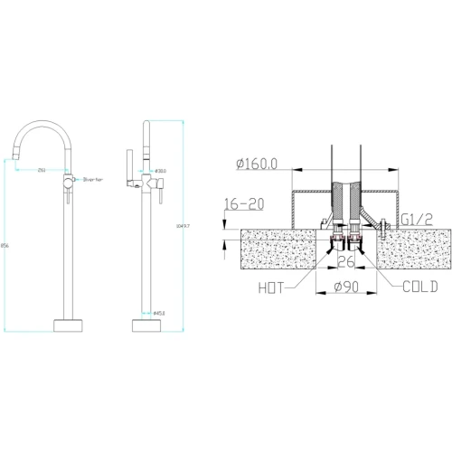 Купить купить смеситель для ванны, boheme, черный арт. 469-b