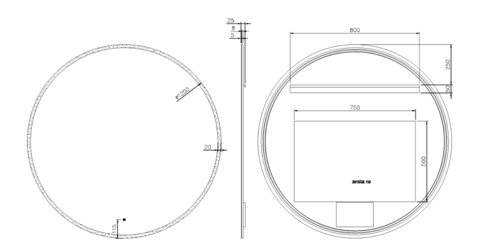 Купить купить зеркало с подсветкой с сенсорным выключателем и подогревом, armadi art modern, оружейная сталь арт. 545-120-gm