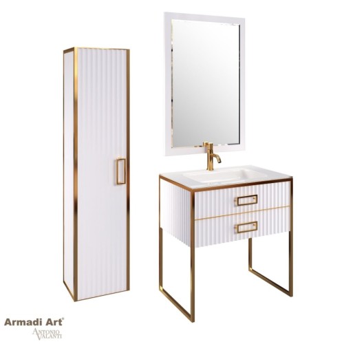 Купить купить шкаф пенал, подвесной, armadi art monaco, белый, золото арт. 868-wg