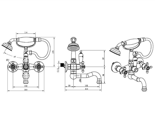 Купить купить смеситель для ванны, boheme royal cristal, золото арт. 293-royal