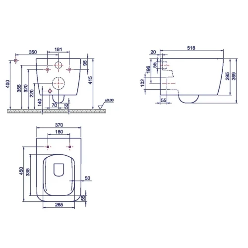 Купить купить унитаз биде подвесной без сиденья, boheme zen, белый арт. 967-2-wm