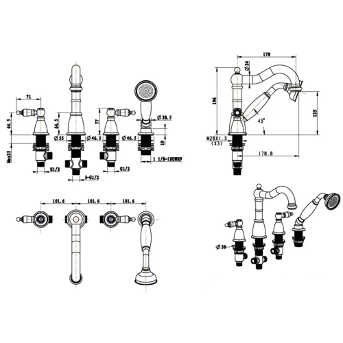 Купить купить смеситель на борт ванны, boheme medici, бронза арт. 391