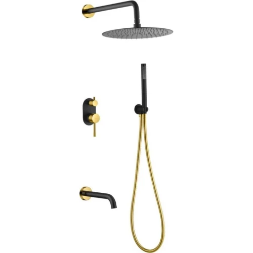 Купить купить встроенный смеситель с верхним и ручным душем + излив, boheme uno, 464-2-bg цвет: черный