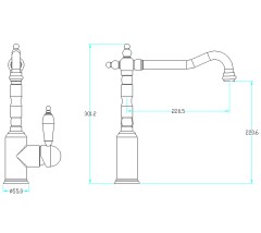 Смеситель для кухни, Boheme Tradizionale Oro, золото арт. 102-BSW