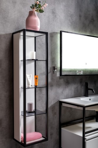 Купить купить шкаф пенал, подвесной, armadi art loft, белый, черный арт. 896-w